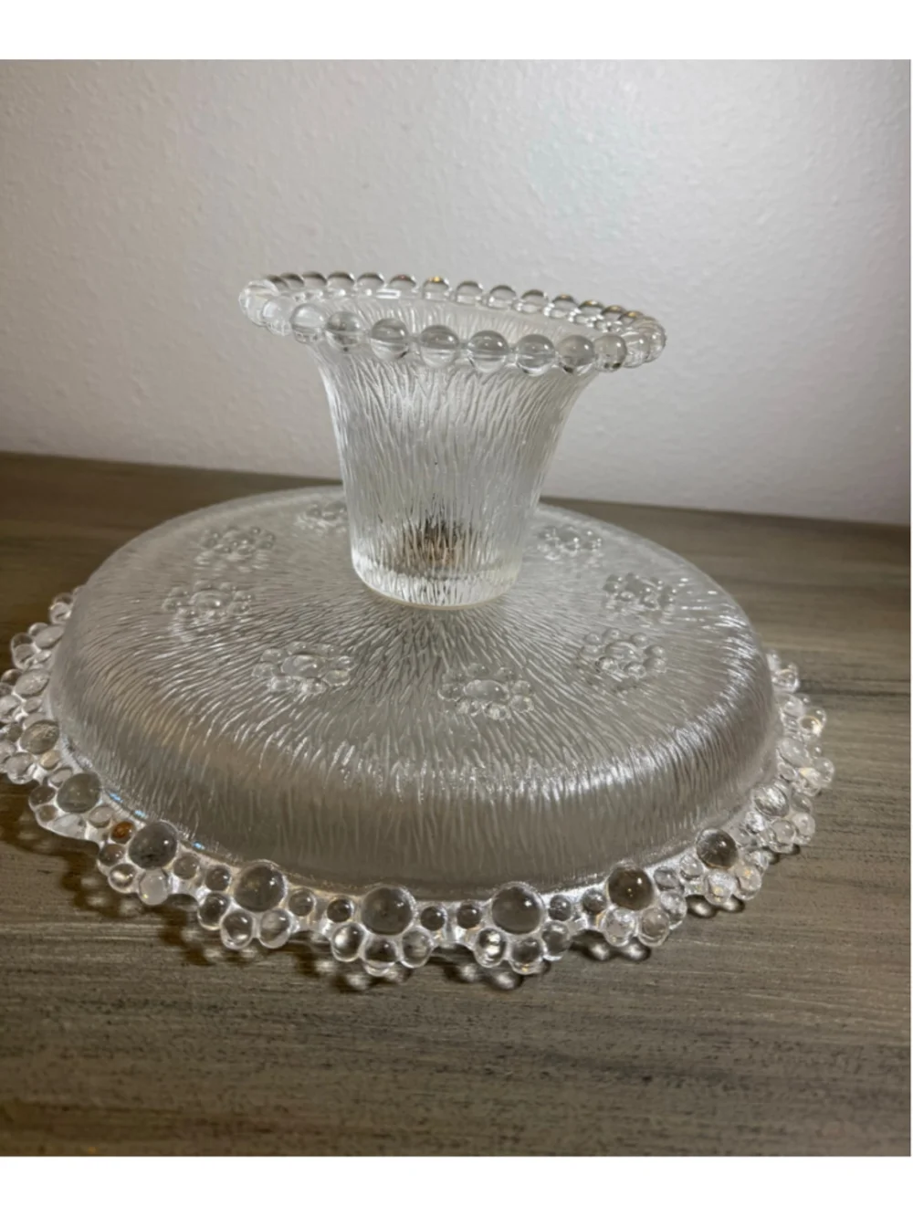 Vintage Masserini Barocco Attributed Clear Glass Pedestal Cake Stand 11.5